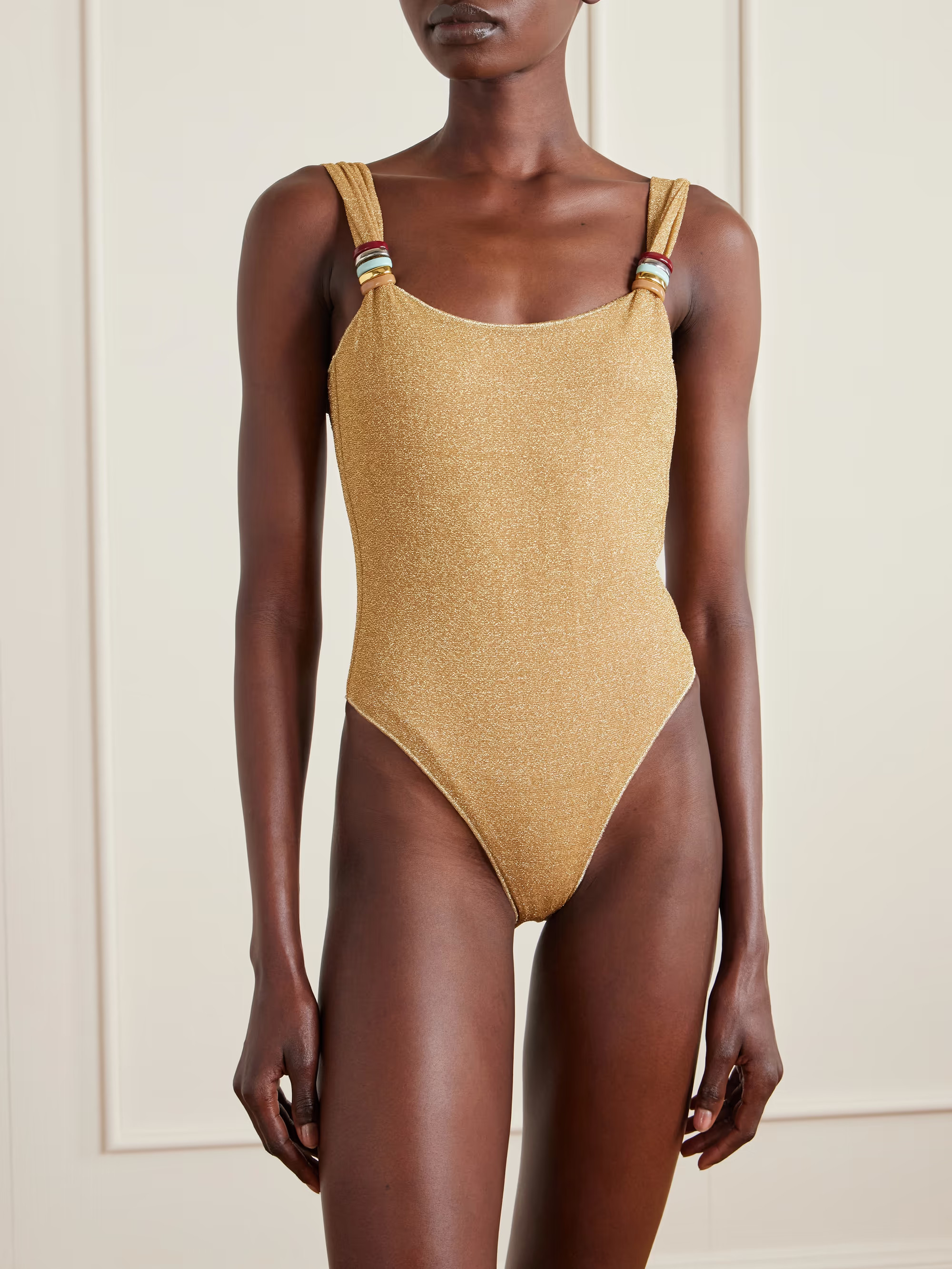 Lumière embellished Lurex swimsuit | NET-A-PORTER (US)