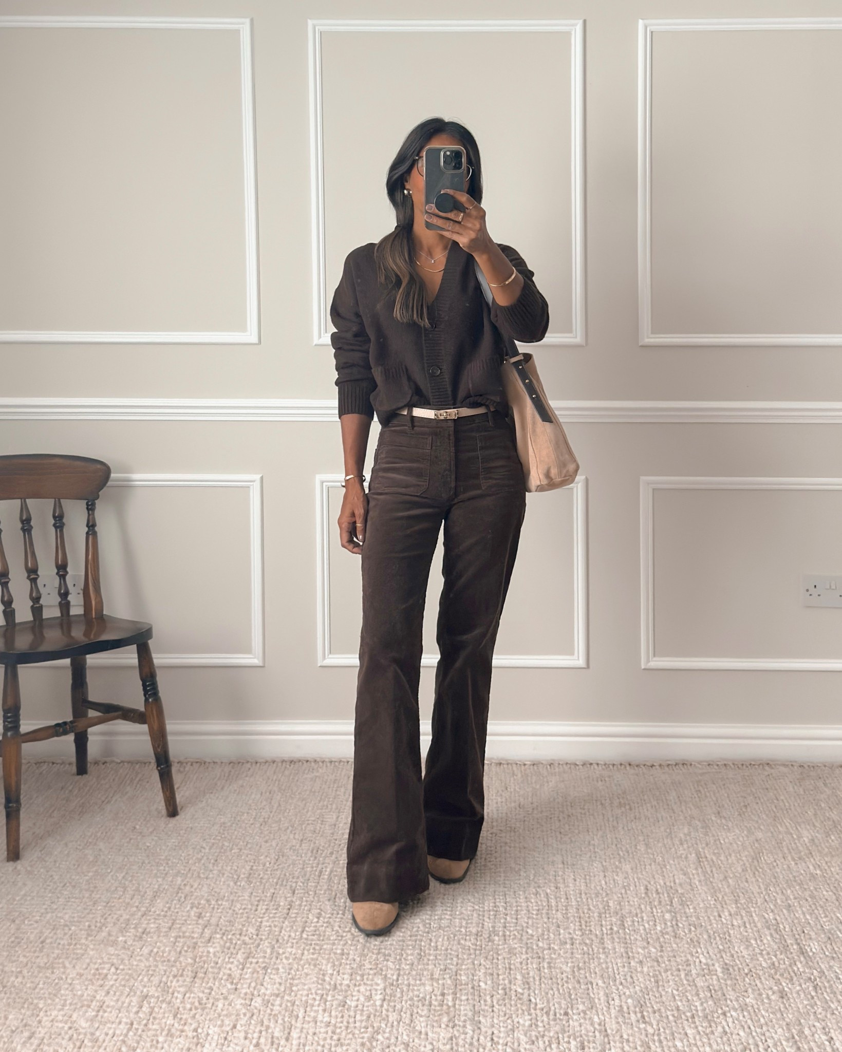 Brown cardigan - wearing size XS. You have 2 options to purchase. The first is from Uniqlo or H&M as they are identical. Tagging both incase one of them is out of stock. This is a boxy fit so would definitely recommend sizing down. With pockets.

Another option is a cardigan that’s really similar from H&M which I also own - they had this last Autumn too. I’d recommend XS if you’re a similar build to me. Quite oversized and this one doesn’t have pockets.

I’ll link the other available colours for you.

Brown pocket jeans - probably the greatest jeans I’ve found so far. I’m wearing my usual size - UK size 8. Would definitely recommend as a staple for your wardrobe. I’ve already styled these in so many ways that I’m sharing in the other looks I’ve posted on here to show their versatility for you. 

#LTKuk #LTKjeans #LTKautumn