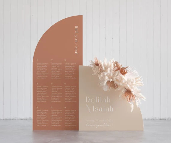 Wedding Seating Sign, Half Arch Wedding Signs, Wedding Welcome Sign Arch Shape, Minimalist Seatin... | Etsy (US)