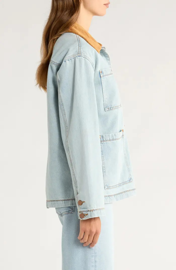 Corduroy Collar Denim Shacket | Nordstrom
