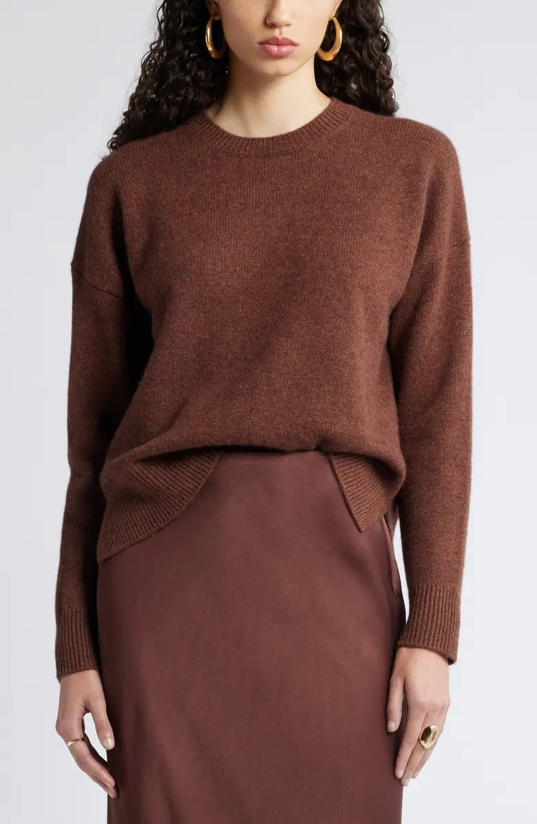 Crewneck Side Slit Wool & Cashmere Sweater | Nordstrom