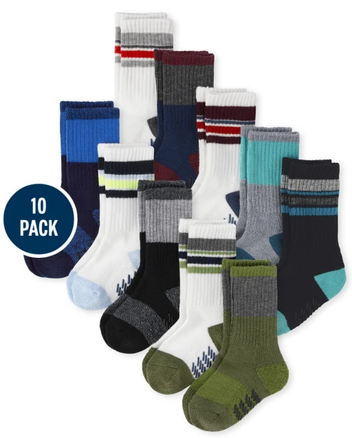 Toddler Boys Striped Crew Socks 10-Pack | The Children's Place  - MULTI CLR | The Children's Place
