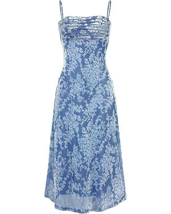 BTFBM Women's Summer Dress Sleeveless Spaghetti Strap Midi Dress Sexy Cowl Neck Floral Cocktail D... | Amazon (US)