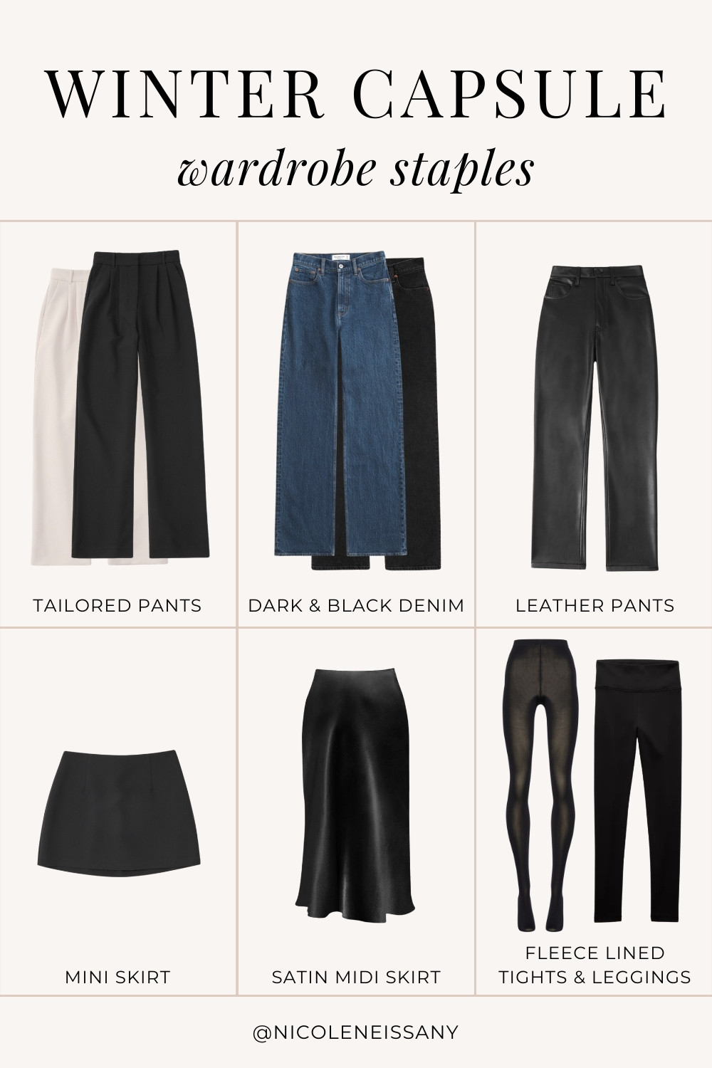 2024 Winter capsule wardrobe staple bottoms

| Winter capsule wardrobe staples, winter capsule wardrobe essentials, womens winter fashion outfits, winter outfits, winter outfit, winter fashion, winter fashion trends, winter fashion staples, winter fashion essentials, must have winter staples, must have winter essentials, Abercrombie denim, Abercrombie jeans, wide leg jeans, wide leg denim, 90s relaxed jeans, 90s relaxed denim, dark wash denim, dark wash jeans, black denim, black jeans, tailored pants, leather pants, satin midi skirt, mini skirt, fleece lined leggings, fleece lined tights, H&M, Revolve, Lulus, Abercrombie, Amazon fashion

#liketkit 

#LTKSeasonal #LTKShoeCrush #LTKStyleTip #LTKFindsUnder50 #LTKFindsUnder100 #LTKTravel #LTKParties #LTKSaleAlert
