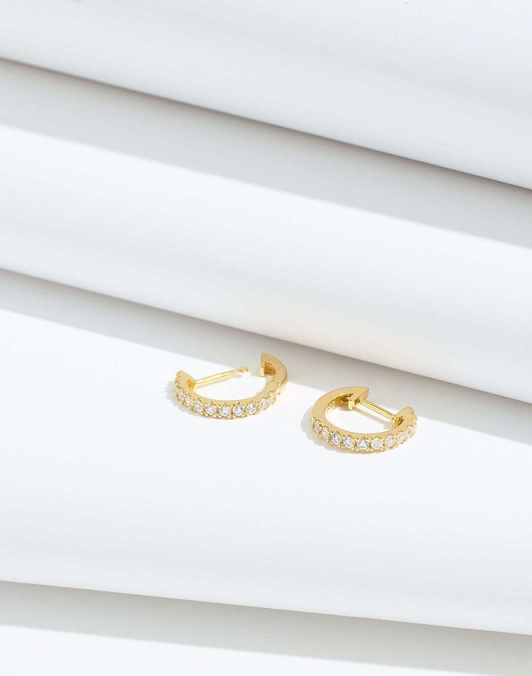 Vermeil Pavé Huggie Hoop Earrings | Madewell