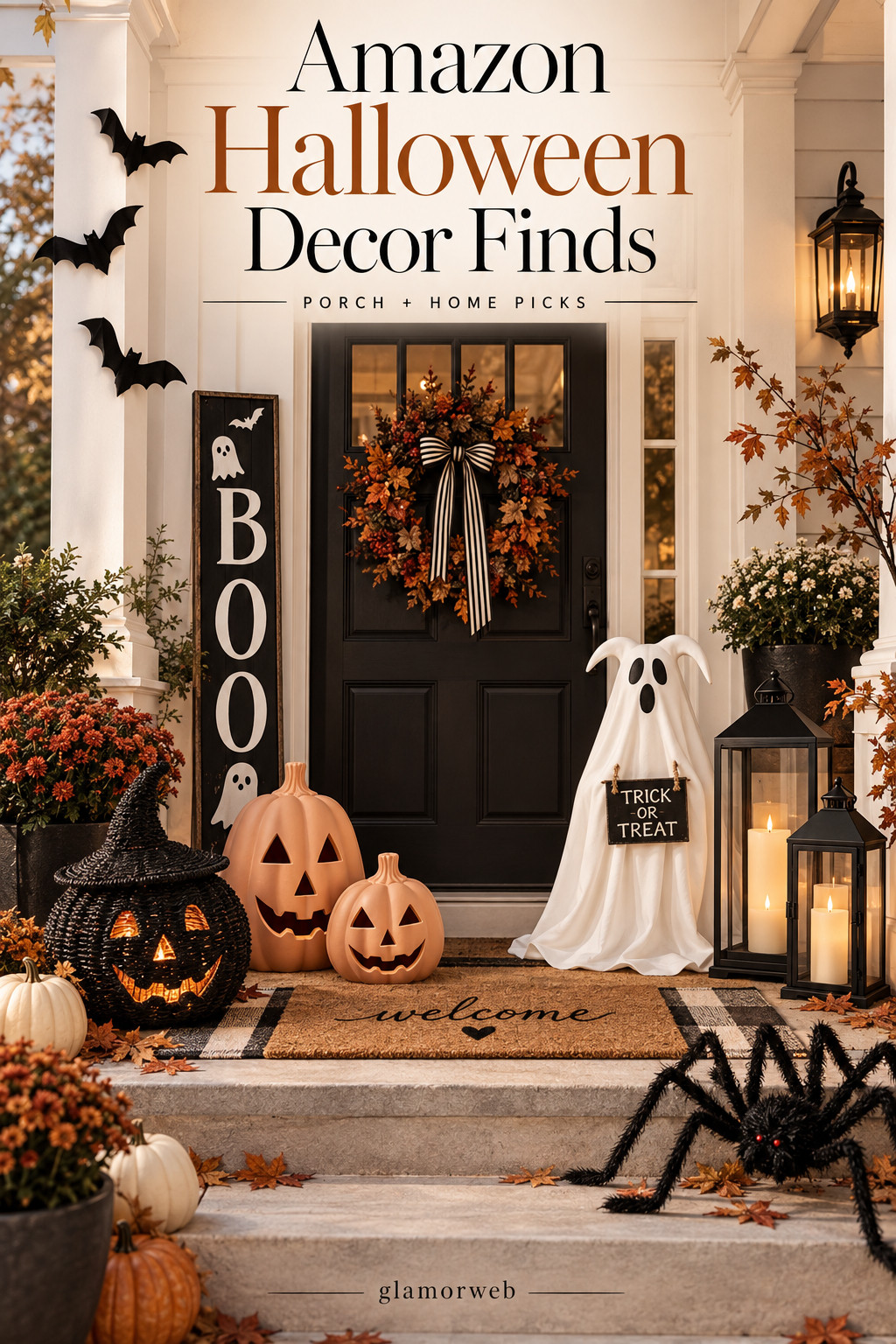 Amazon Halloween decor finds for the cutest spooky-season porch 👻🎃 I found so many good outdoor Halloween decorations, including ghost Halloween decor, pumpkin porch decor, skeleton decorations, glowing jack-o’-lanterns, giant spiders, bats and witchy accents. These are such easy Halloween front porch ideas if you want your entryway to feel festive, spooky and fun without looking overly cluttered.

#AmazonHalloweenDecor #AmazonHalloweenFinds #OutdoorHalloweenDecorations #HalloweenPorchDecor #HalloweenFrontPorch #HalloweenPorchIdeas #GhostHalloweenDecor #PumpkinPorchDecor #SkeletonHalloweenDecor #JackOLanternDecor #HalloweenSpiderDecor #BatDecor #WitchDecor #SpookyPorch #HalloweenHomeDecor #HalloweenOutdoorIdeas #HalloweenDecor2026 

 #LTKSeasonal #LTKHome #LTKSaleAlert