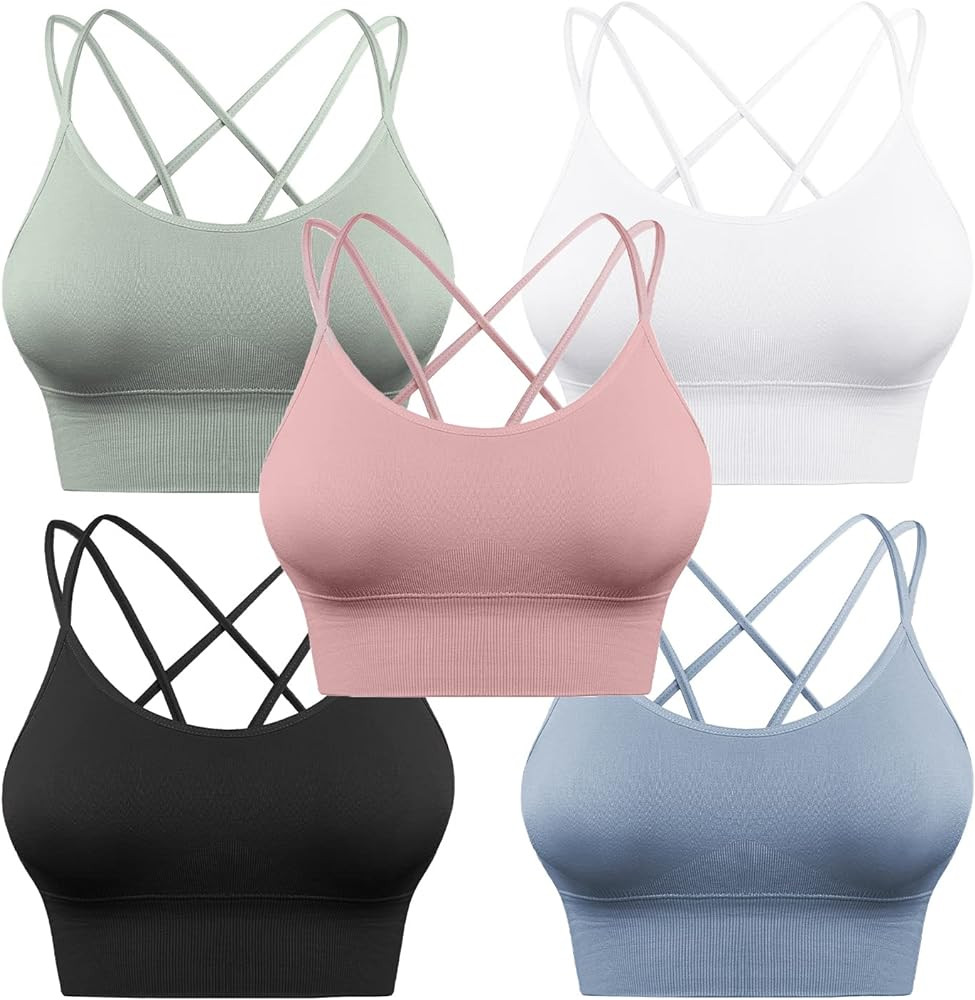 Sykooria 3 Pack Strappy Sports Bra for Women Sexy Crisscross for Yoga Running Athletic Gym Workou... | Amazon (US)