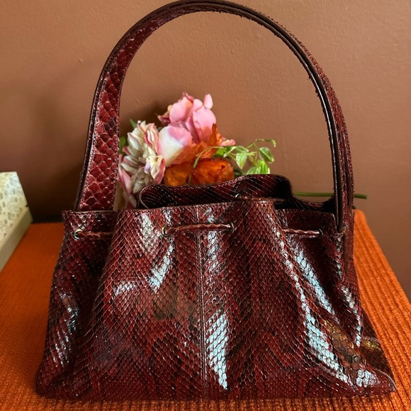 Tods Burgundy  Snakeskin Handbag | Poshmark