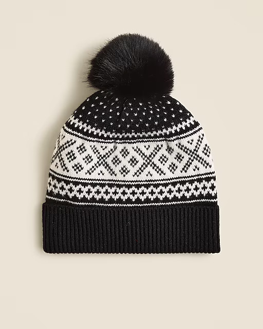 Fair Isle pom-pom beanie in lambswool | J. Crew US