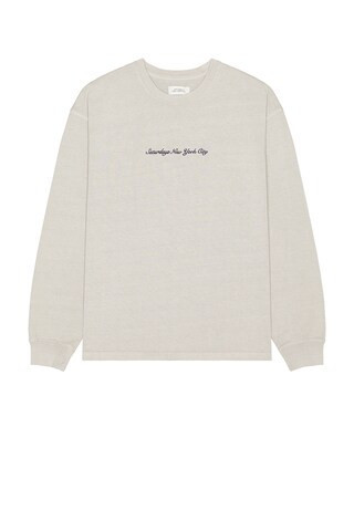SATURDAYS NYC Heavy Weight Pigment Long Sleeve Tee in Light Grey - Grey. Size XL/1X (also in L). | FWRD 