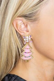 Christmas Tree Earrings- Pink | Avara