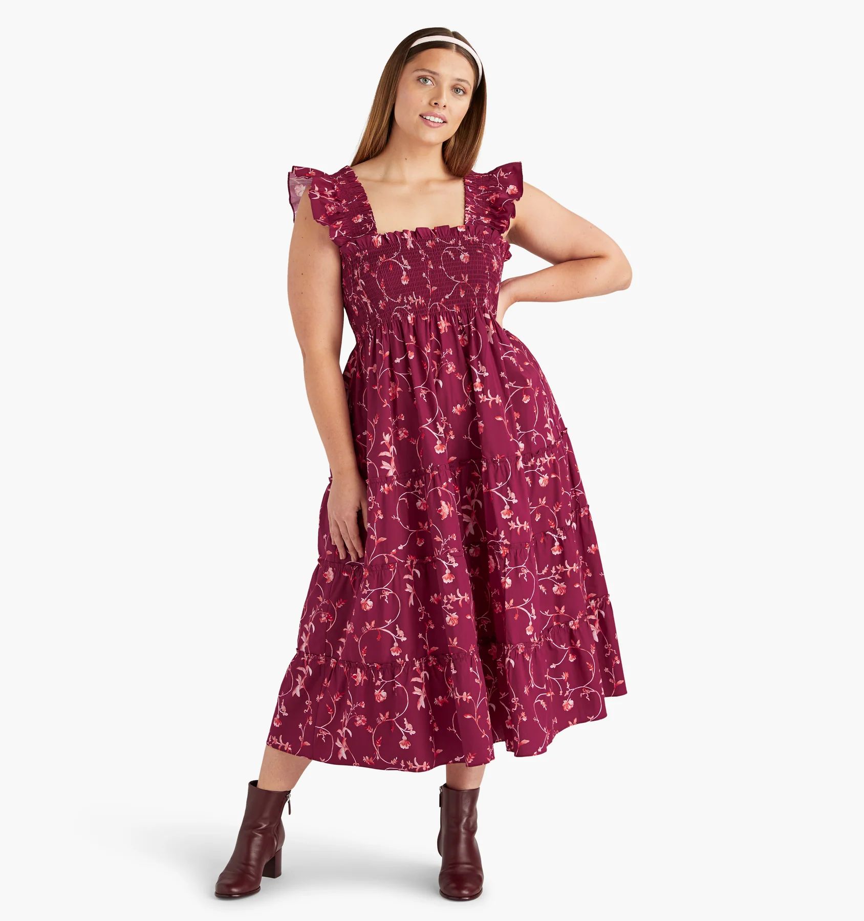 The Ellie Nap Dress - Emerald Botanical Poplin | Hill House Home