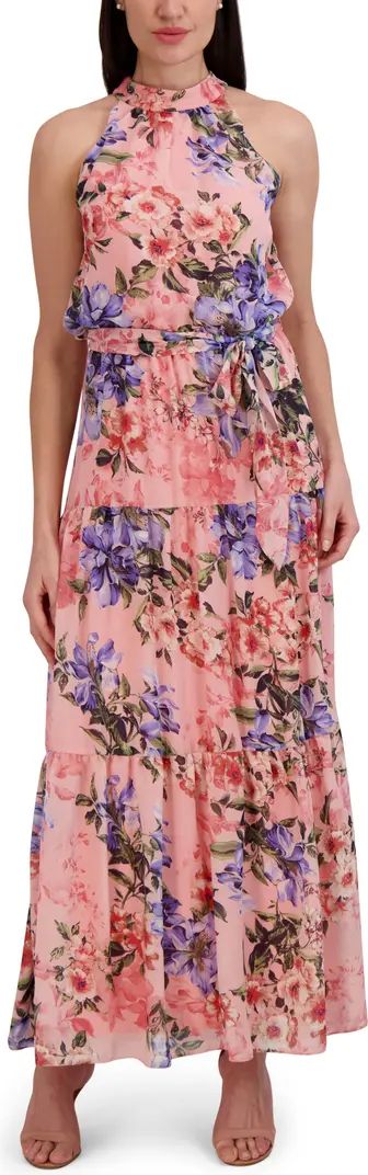 Floral Halter Neck Tiered Maxi Dress | Nordstrom
