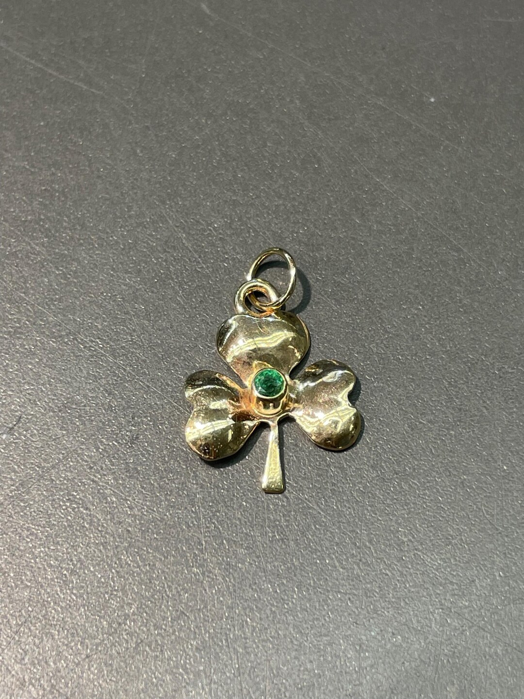 Vintage 14K Yellow Gold Natural Emerald Clover Charm - Etsy | Etsy (US)