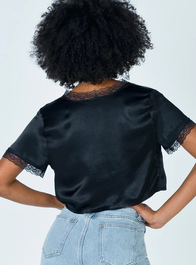 Vintage Tie Up Top Black | Princess Polly US