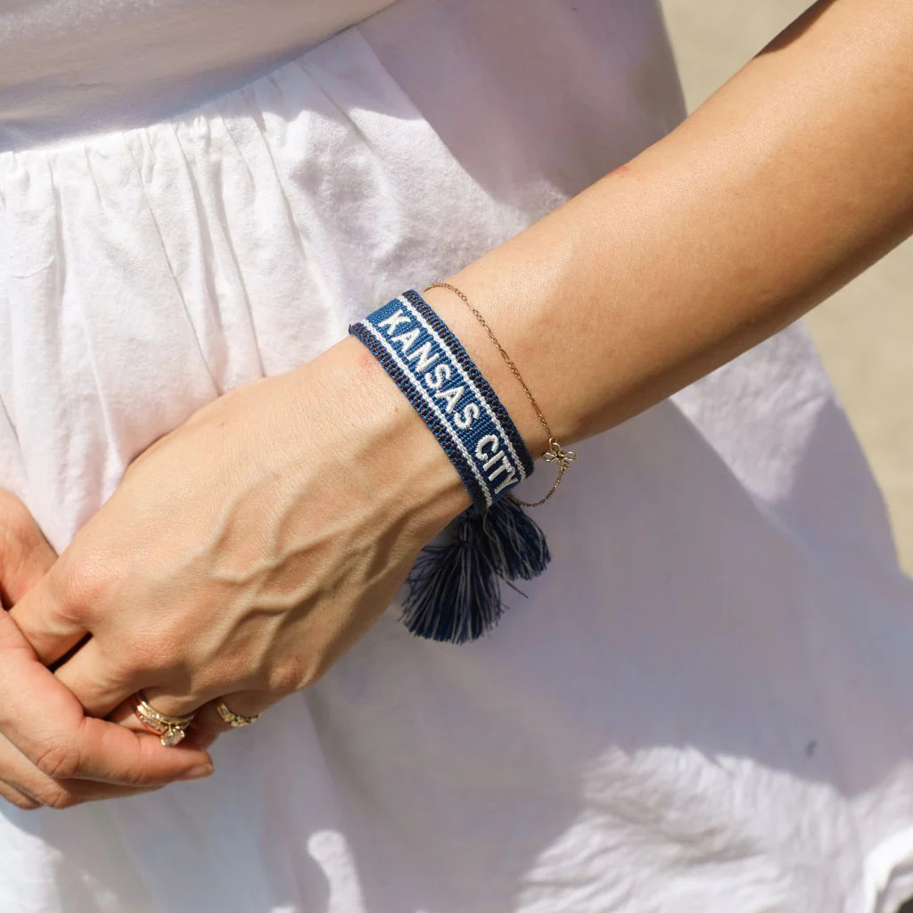 Blue KC Woven Canvas Bracelet | Nickel and Suede