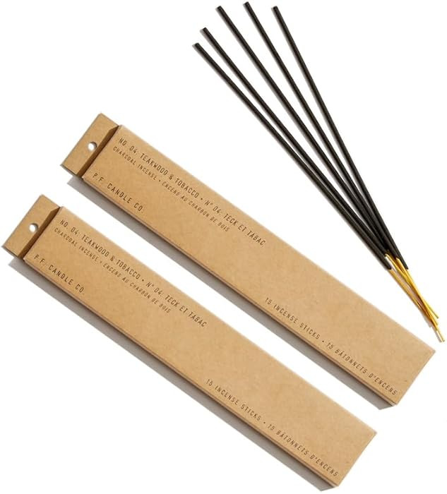 P.F. Candle Co. Teakwood & Tobacco Classic Scented Charcoal Incense Sticks (2-Pack) 1 Hour Burn T... | Amazon (US)