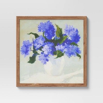 20" x 20" Floral Still Life Framed Canvas Boards Blue - Threshold™ | Target