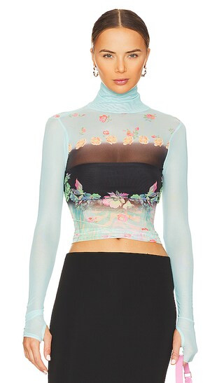 Zadie Top in Aqua Floral Placement | Revolve Clothing (Global)