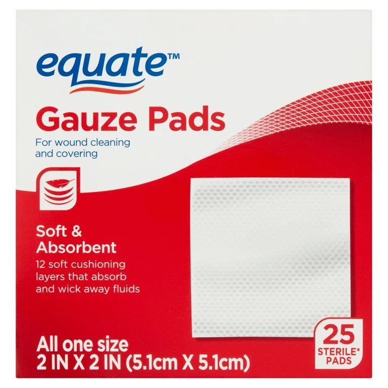Equate Gauze Pads, 2" x 2", 25 Count - Walmart.com | Walmart (US)
