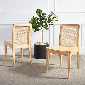 Safavieh Home Collection Benicio Natural Rattan Dining Chair (Set of 2) DCH1005D-SET2 | Amazon (US)