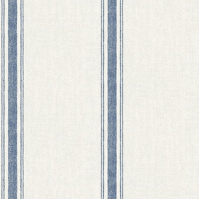 Chesapeake Blue Linette Fabric Stripe Wallpaper, 3115-12462 | Amazon (US)