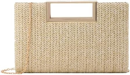 Top Handle Straw Clutch for Women Summer Clutch Straw Evening Bag Raffia Crossbody Purses Woven B... | Amazon (US)