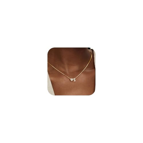Turandoss Heart Initial Necklace for Women - Dainty 18K-Gold-Plated Letter S Heart Personalized Initial Necklace - Gold Jewelry Birthday Gifts for Women | Amazon (US)