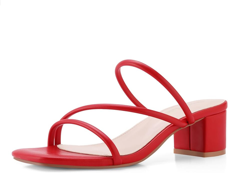 Shoe'N Tale Strappy Heels Women's Chunky Block Heel Mules | Square Open Toe Slip On Mule Sandals ... | Amazon (US)