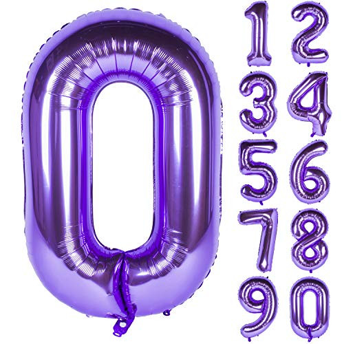 40 Inch Purple number Helium Foil Birthday Party Digit Balloons (Purple 0) | Amazon (US)