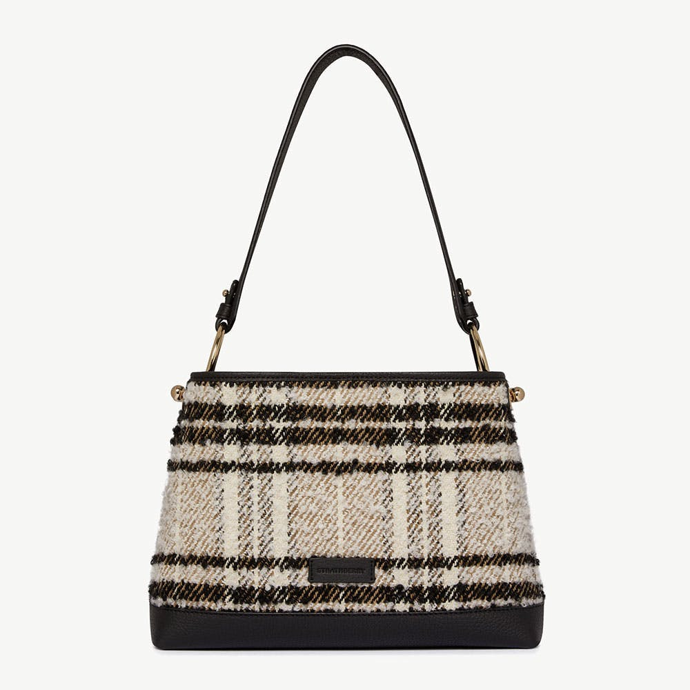 Lana Hobo - Black Boucl\u00e9 Tartan | Strathberry | Strathberry