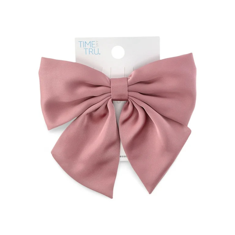 Time and Tru Women's Fabric Bow Hair Barrette Black | Walmart (US)