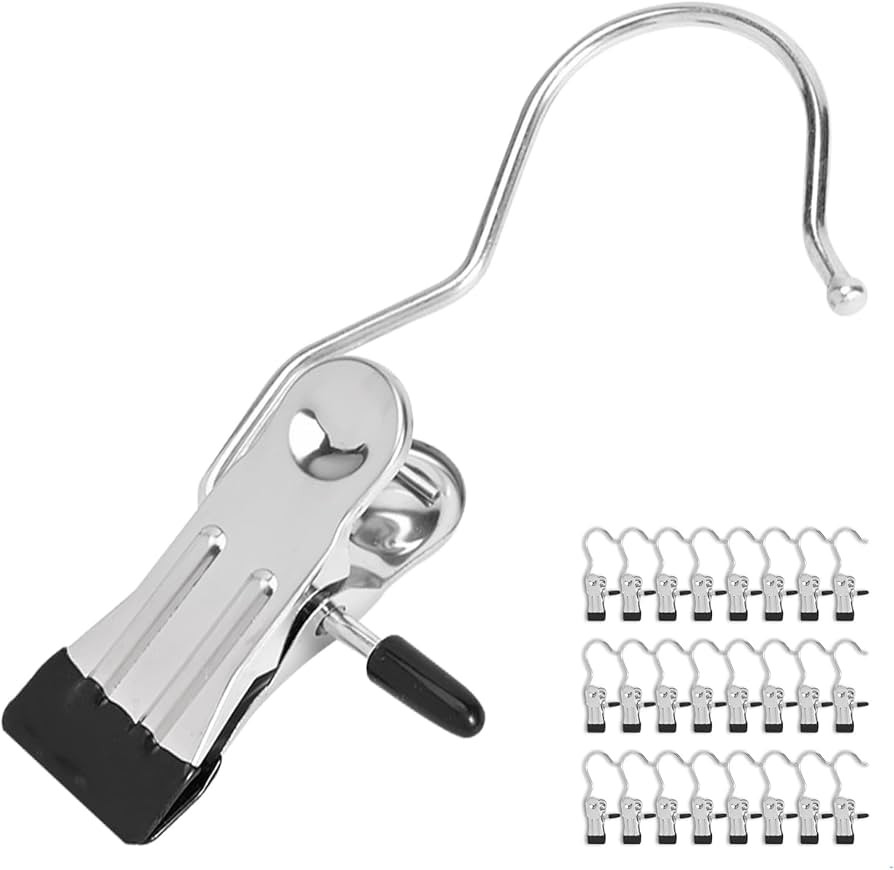 24 Pack Hanger Clips, Multi Function Clip Hooks, Laundry Hanging Hooks Clips, Clothes Clips, Clos... | Amazon (US)