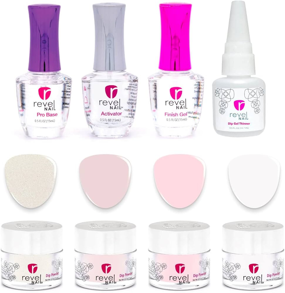 Revel Nail Starter Dip Powder Kit - 4 Color Dip Powder Nail Kit, Manicure Set with Dip Nail Powde... | Amazon (US)
