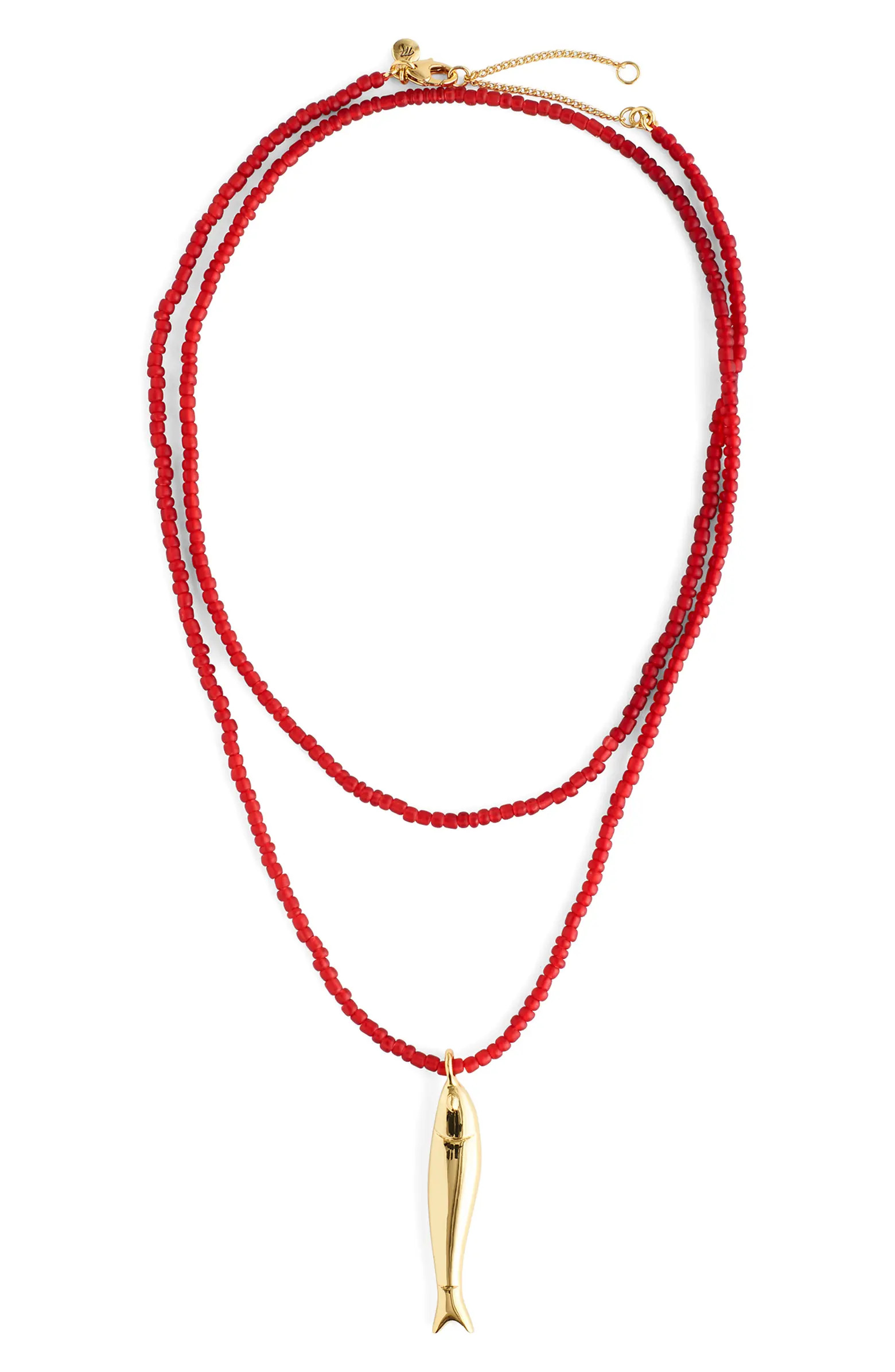 Madewell Fish Pendant Beaded Necklace | Nordstrom | Nordstrom