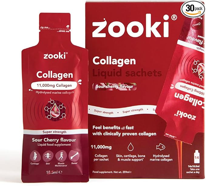 Zooki 11,000mg Super Strength Marine Collagen Liquid Sachets | Hydrolysed Peptides | Ultimate Ski... | Amazon (UK)