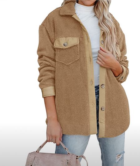 ZESICA Womens Winter Casual Sherpa Fleece Jacket Long Sleeve Button Solid Warm Fuzzy Outwear Coat Pockets Now $32.89
(Regularly $50.99

#LTKSeasonal #LTKfindsunder50 #LTKsalealert