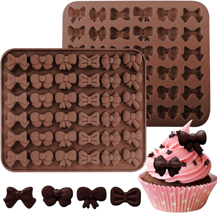 Mini Bow Candy Floral Silicone Molds 2PCS, Chocolate Moulds with Butterfly-Bow in 6 Different Sha... | Amazon (US)