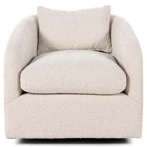 Perrin Modern Classic Beige Performance Boucle Swivel Occasional Barrel Chair | Kathy Kuo Home