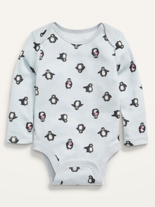 Unisex Long-Sleeve Penguin-Print Bodysuit for Baby | Old Navy (US)