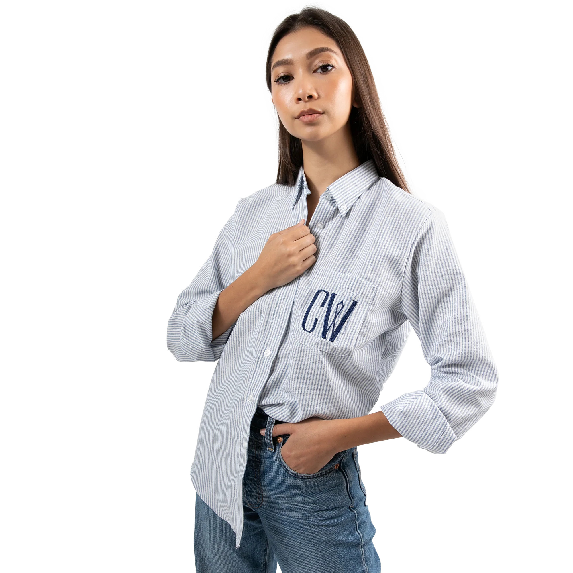 Blue Striped Oxford | Katie Kime Inc