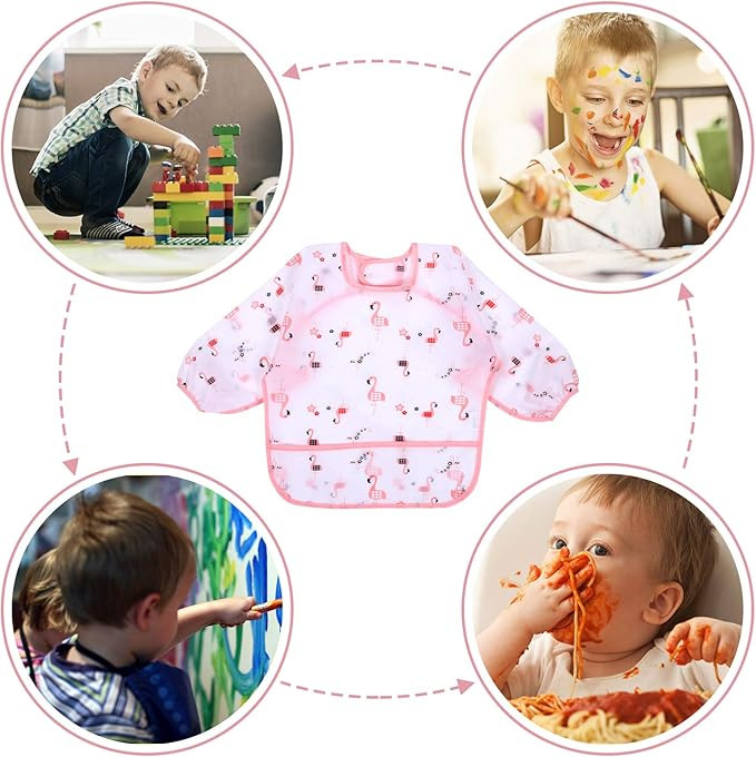 Accmor 4 Pack Long Sleeve Baby Bibs, Waterproof Sleeved Bib, Toddler Soft Bib for 6-36 Months | Amazon (US)