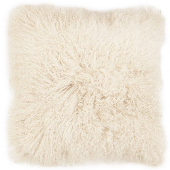 Mongolian Fur Mongolian Pillow in Ivory (As Is Item) (Ivory - Polyester) | Bed Bath & Beyond