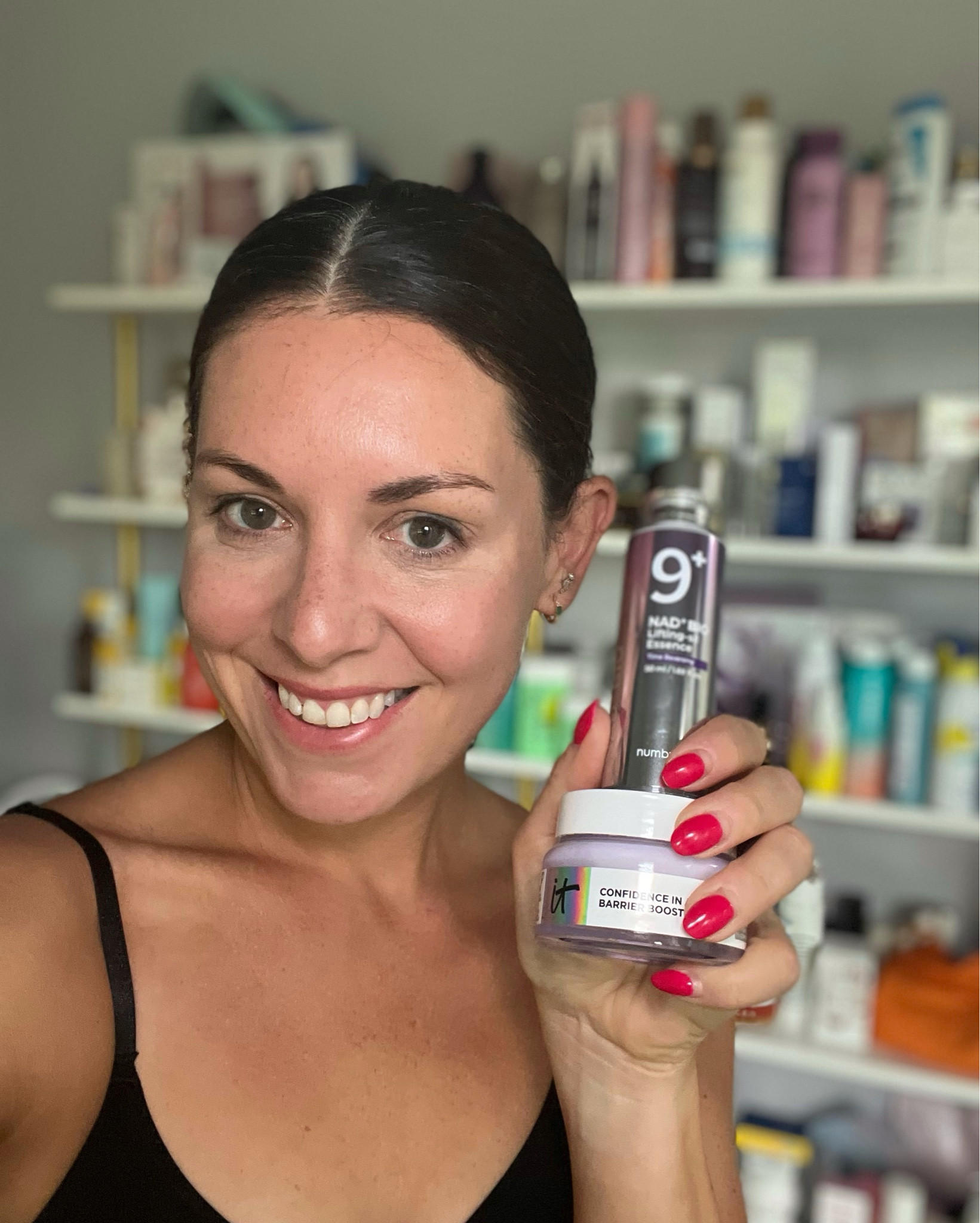I swipe on a quick face everyday, but some mornings, there’s just no time (or no point)—like today, when I’m headed straight to a facial. Buuut… I obviously still want to look like a put-together human and not a sleep-deprived mom of four, and these two skincare favorites are the reason I can leave the house barefaced and still feel decent about it. 🤪

Swipe to meet my skin’s current BFFs:

➔ Numbuzin No. 9 NAD+ Bio Lifting-Sil Essence: This Korean skincare find has seriously leveled up my skin — it’s smoother, brighter, and just healthier. NAD+ (nicotinamide adenine dinucleotide) is one of this year’s *IT Girl* ingredients… a coenzyme that helps repair skin and fight aging at a cellular level. I use it morning and night, and I’m fully obsessed (plus, it’s affordable!!). 🦄

➔ IT Cosmetics Confidence in a Cream Barrier Boost: If your skin ever feels dry, tight, or blah, you need this. It’s thick, bouncy, and gives me the soft, hydrated skin of my dreams — whether I’m going barefaced or layering makeup on top. Zero grease—trust. 

#LTKSaleAlert #LTKBeauty #LTKFindsUnder50