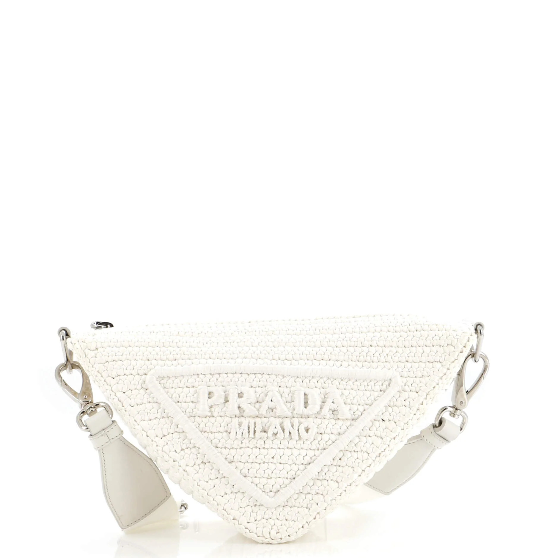 Triangle Logo Zip Crossbody Bag Crochet Raffia Small | Shop Simon