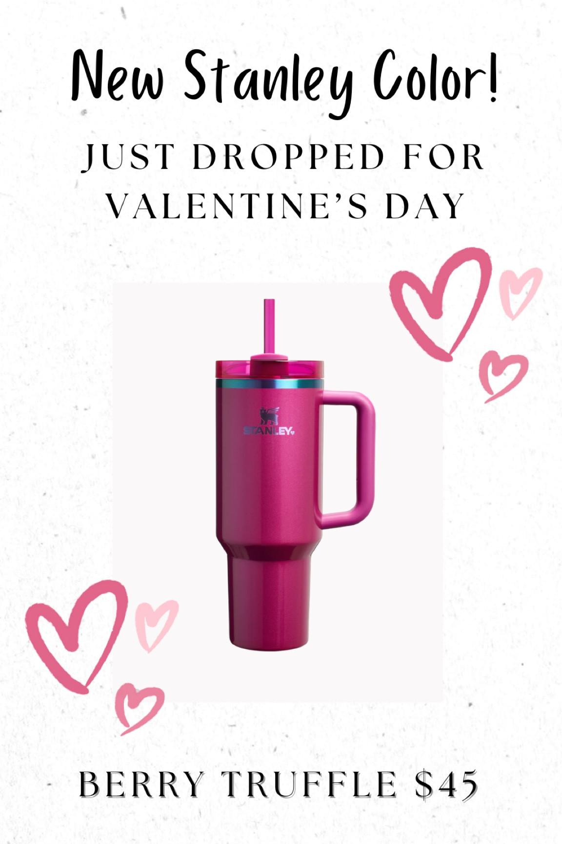NEW STANLEY COLOR ALERT!! The prettiest berry truffle color just in time for Valentine’s Day! Cute gift idea for any pink lover, comes in three different sizes. I also linked some other cute colors 💕❤️#LTKFitness #LTKGiftGuide

#LTKFindsUnder50