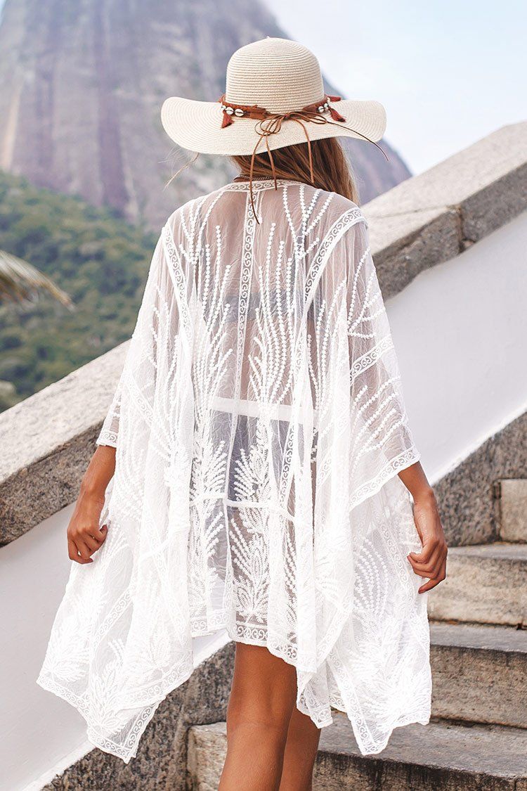 Sheer Embroidery Kimono Cover Up | Cupshe