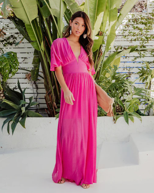 Cathleen Plunge Neck Maxi Dress - Orchid - SALE | VICI