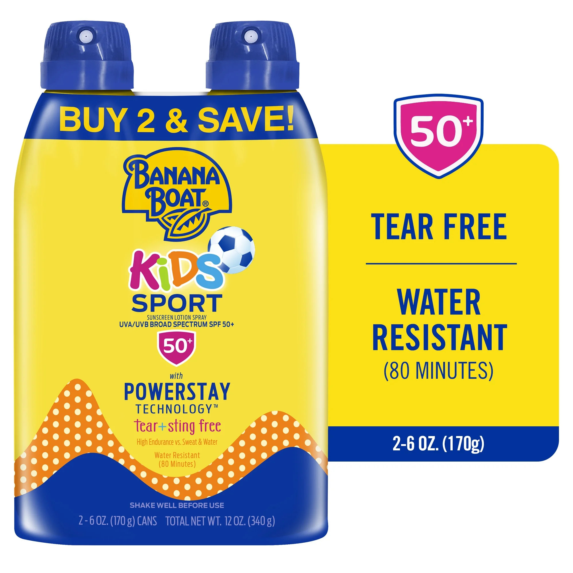 Banana Boat Kids Sport Sunscreen Spray SPF 50, Twin Pack, Kids Sunscreen Spray, Sunblock, 6 oz ea... | Walmart (US)