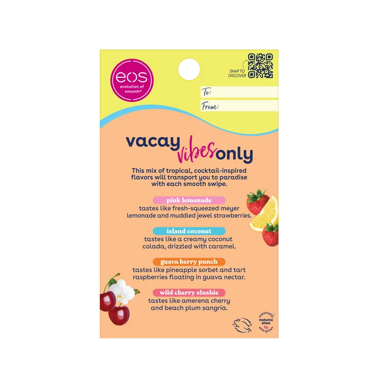 Eos Vacay Vibes Lip Balm Stick- Tropical Variety Pack, 0.14 oz, 4 per Pack | Walmart (US)